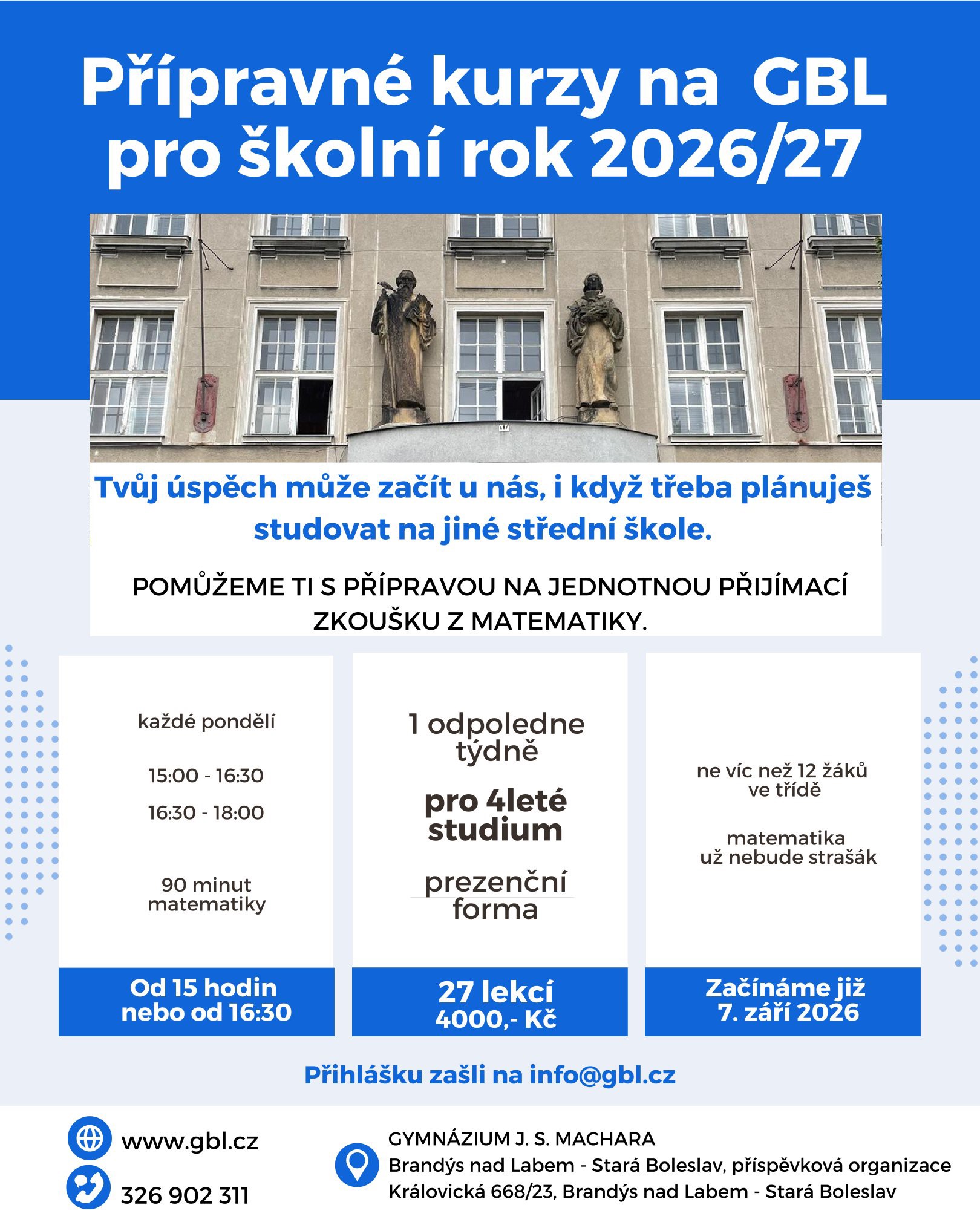 Přípravné kurzy pro školní rok 2026-27